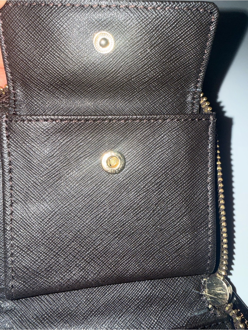 Used-Michael Kors Dark Brown Signature Zip-Around Wallst - Picture 7 of 8